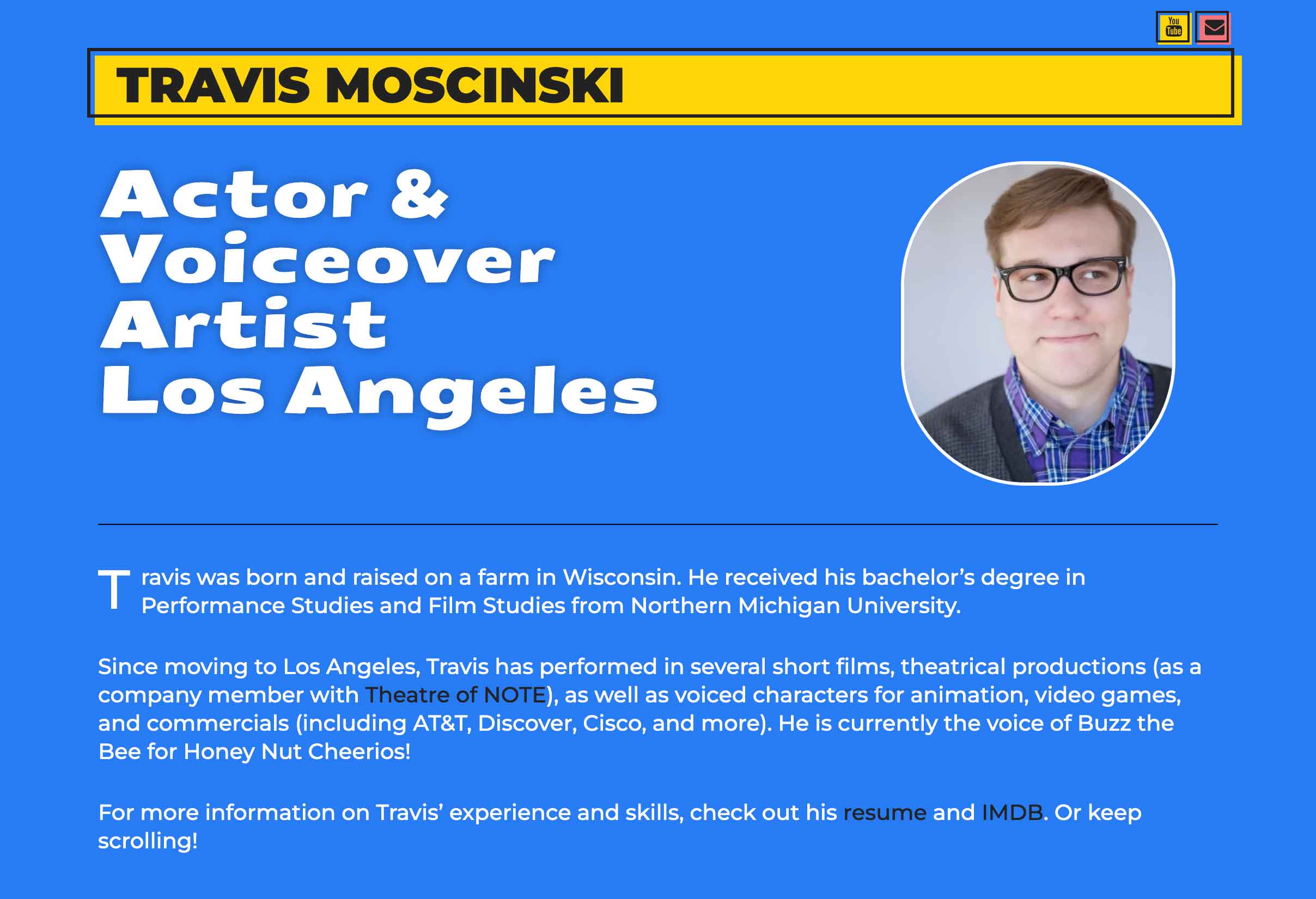 Travis Moscinski Actor Website